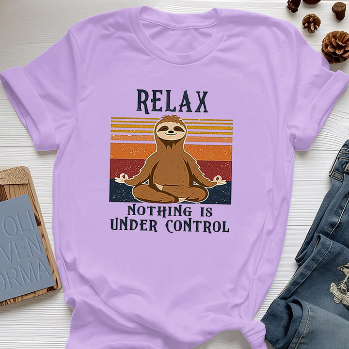 T-shirt rétro en coton Olivenorma , motif paresseux décontracté - Violet - 2XL - image 17