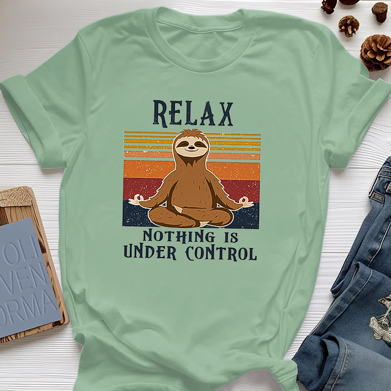 T-shirt rétro en coton Olivenorma , motif paresseux décontracté