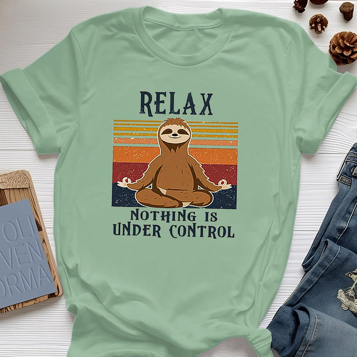 T-shirt rétro en coton Olivenorma , motif paresseux décontracté