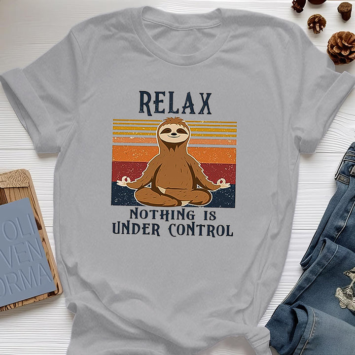 T-shirt rétro en coton Olivenorma , motif paresseux décontracté - Gris - 2XL - image 11