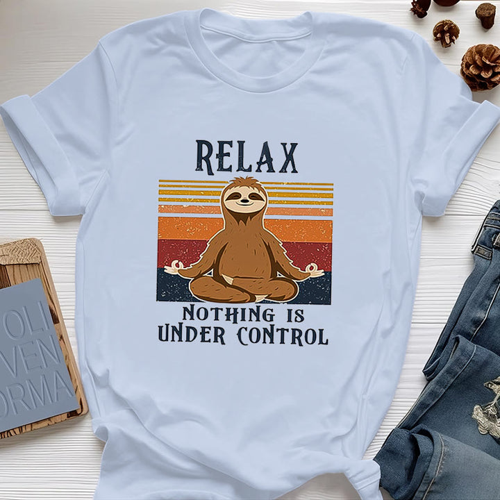 T-shirt rétro en coton Olivenorma , motif paresseux décontracté