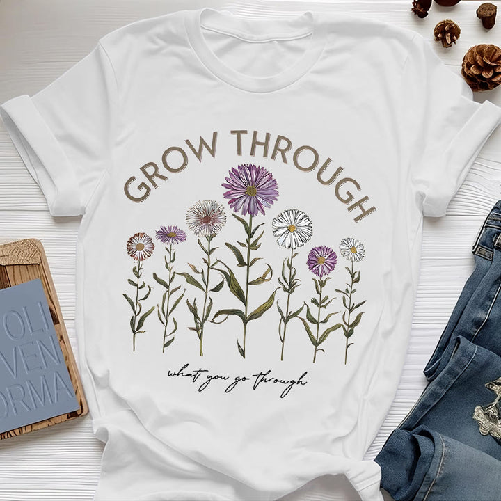 T-shirt à imprimé floral Olivenorma Grow Through - Blanc - 2XL - image 4