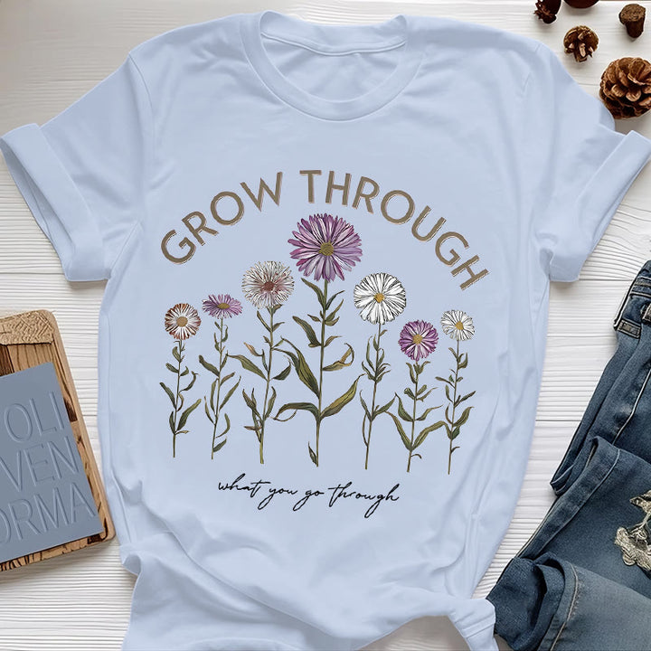 T-shirt à imprimé floral Olivenorma Grow Through - Bleu - 2XL - image 10