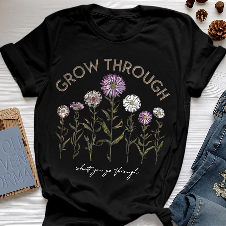 T-shirt à imprimé floral Olivenorma Grow Through - Noir - 2XL - image 6