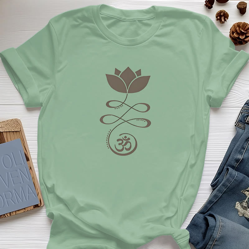 Olivenorma Yoga Fleur de Lotus Om Symbole T-Shirt - Vert clair - 2XL - image 18