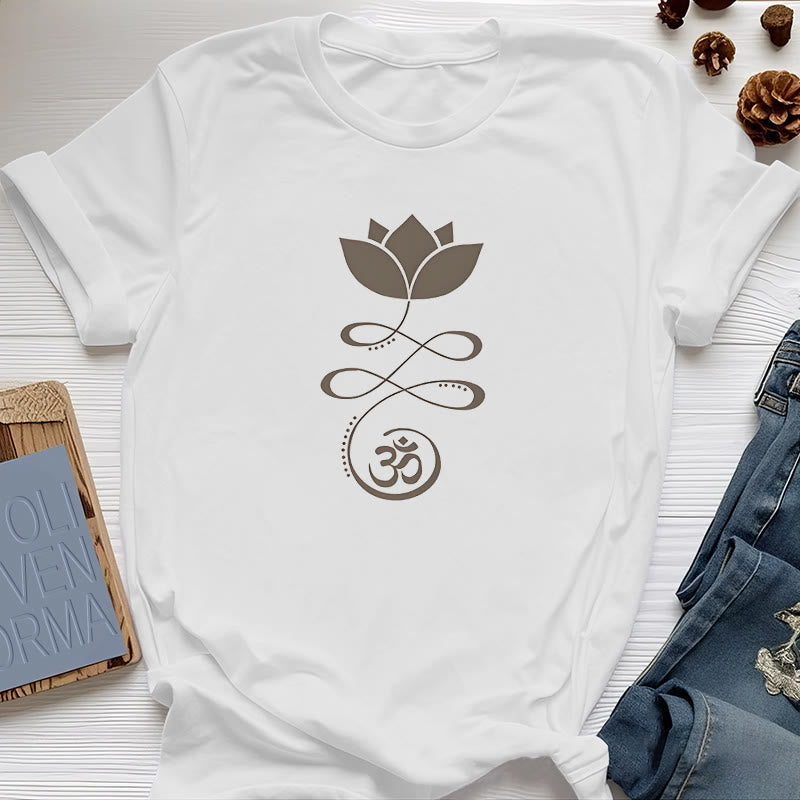 Olivenorma Yoga Fleur de Lotus Om Symbole T-Shirt - Blanc - 2XL - image 6