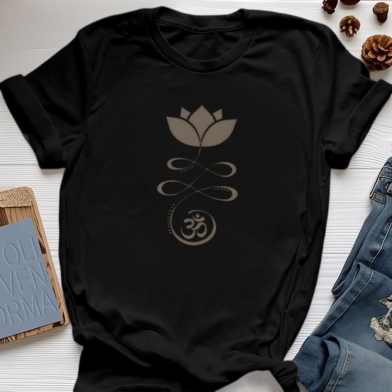 Olivenorma Yoga Fleur de Lotus Om Symbole T-Shirt - Noir - 2XL - image 8