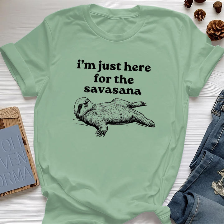 T-shirt Olivenorma Sloth Yoga « Je suis juste là pour Savasana » - Vert clair - 2XL - image 2