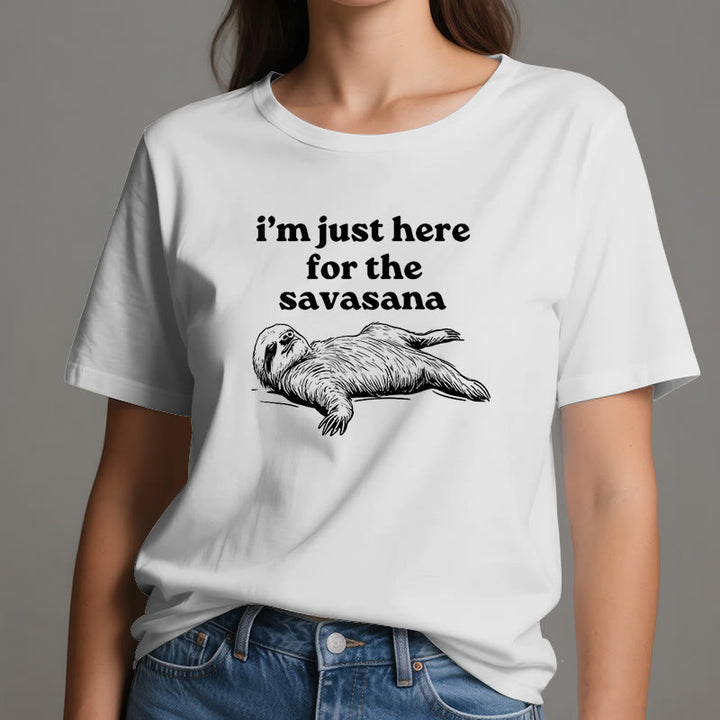 T-shirt Olivenorma Sloth Yoga « Je suis juste là pour Savasana »