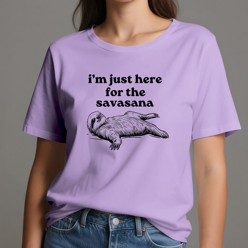 T-shirt Olivenorma Sloth Yoga « Je suis juste là pour Savasana »