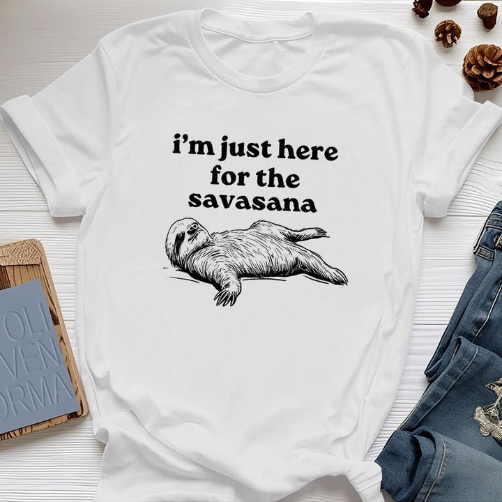 T-shirt Olivenorma Sloth Yoga « Je suis juste là pour Savasana » - Blanc - 2XL - image 4