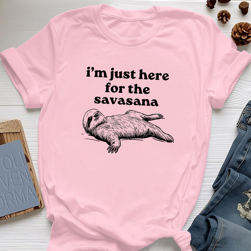 T-shirt Olivenorma Sloth Yoga « Je suis juste là pour Savasana » - Rose - 2XL - image 13