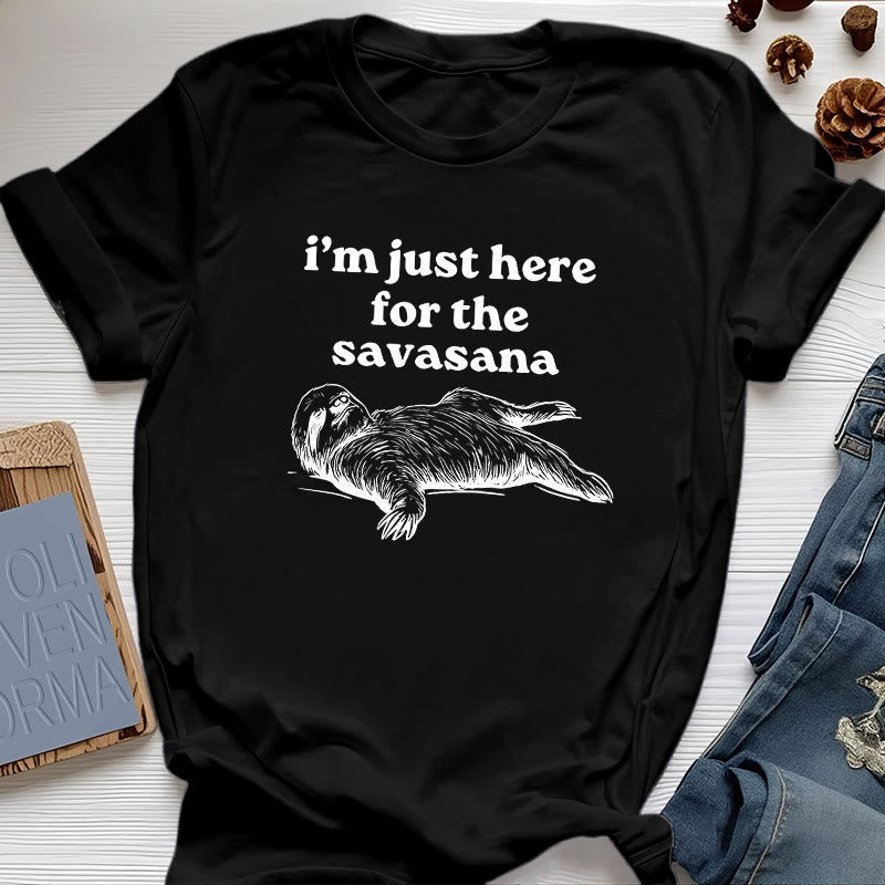 T-shirt Olivenorma Sloth Yoga « Je suis juste là pour Savasana » - Noir - 2XL - image 5