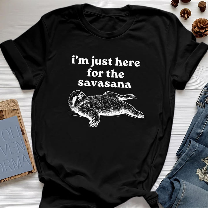 T-shirt Olivenorma Sloth Yoga « Je suis juste là pour Savasana » - Noir - 2XL - image 5