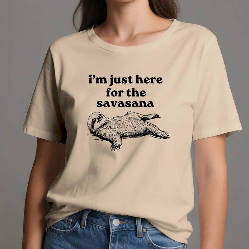 T-shirt Olivenorma Sloth Yoga « Je suis juste là pour Savasana »