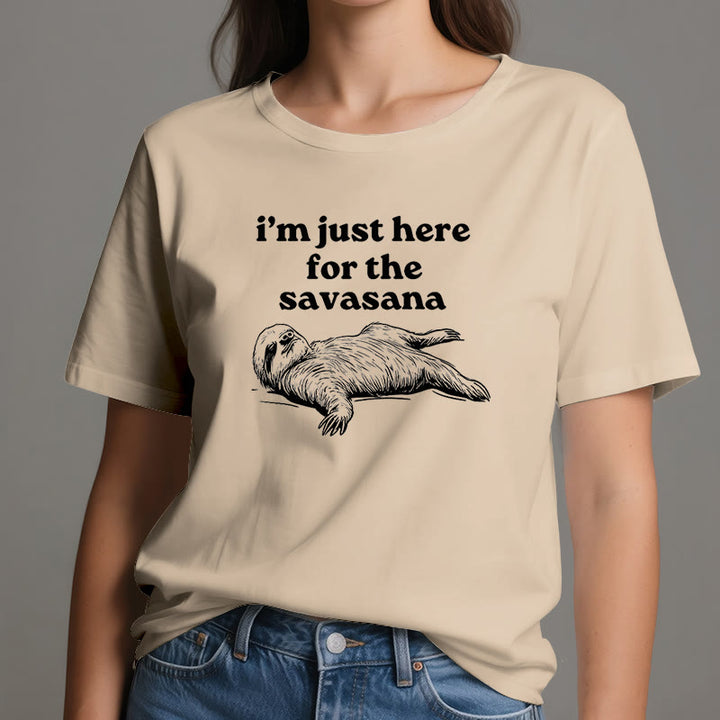 T-shirt Olivenorma Sloth Yoga « Je suis juste là pour Savasana »