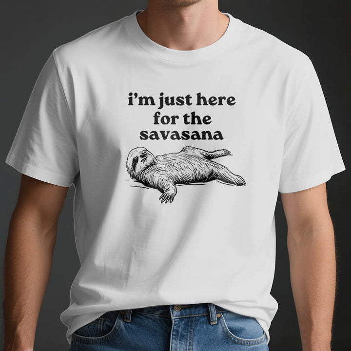 T-shirt Olivenorma Sloth Yoga « Je suis juste là pour Savasana »
