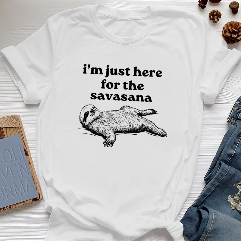 T-shirt Olivenorma Sloth Yoga « Je suis juste là pour Savasana » - Blanc - 2XL - image 0