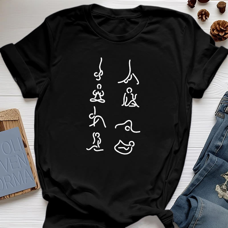 T-shirt Olivenorma Yoga Méditation Mouvements - Noir - 2XL - image 0