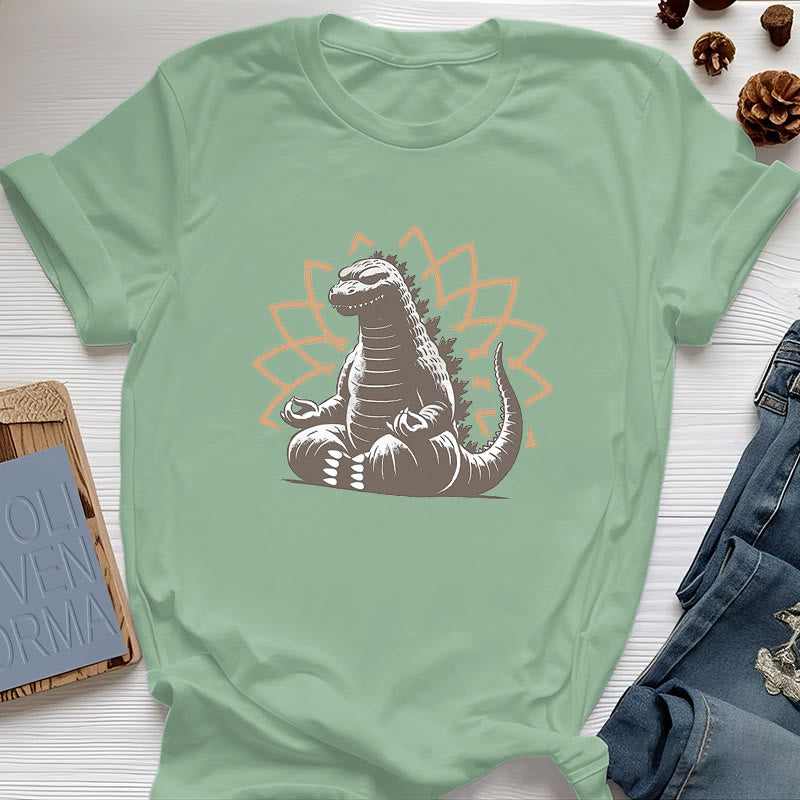 T-shirt de méditation et de yoga amusant avec dinosaure Olivenorma