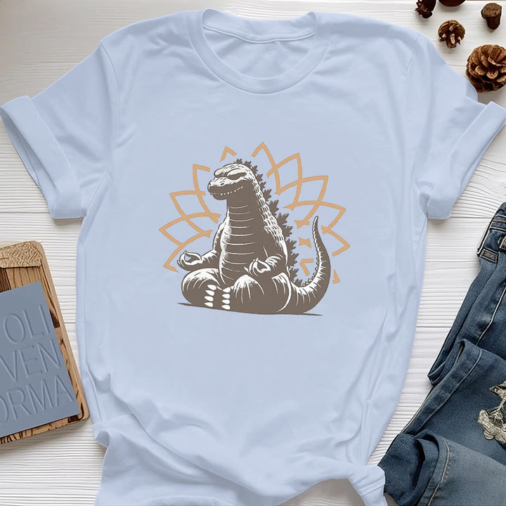 T-shirt de méditation et de yoga amusant avec dinosaure Olivenorma