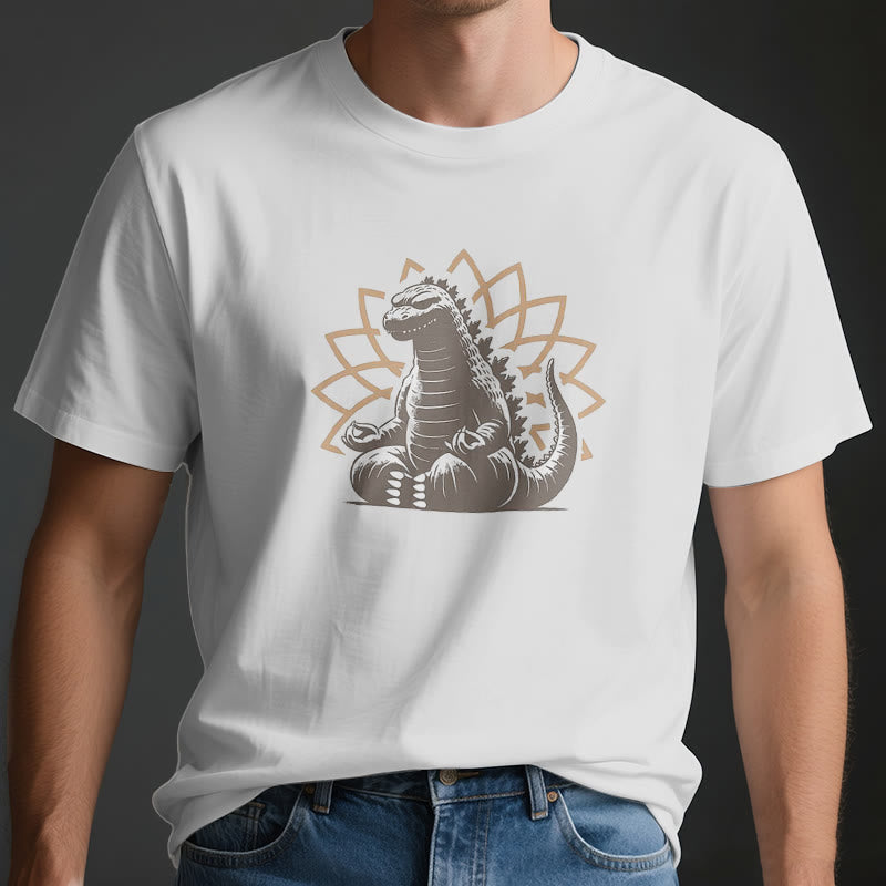 T-shirt de méditation et de yoga amusant avec dinosaure Olivenorma