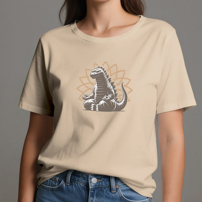 T-shirt de méditation et de yoga amusant avec dinosaure Olivenorma