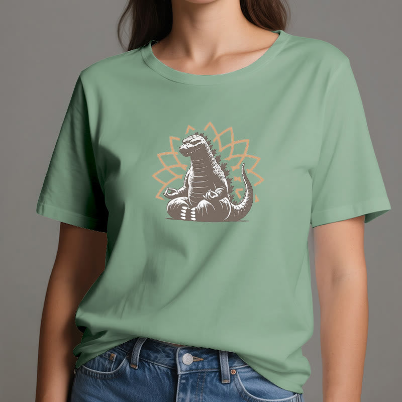 T-shirt de méditation et de yoga amusant avec dinosaure Olivenorma