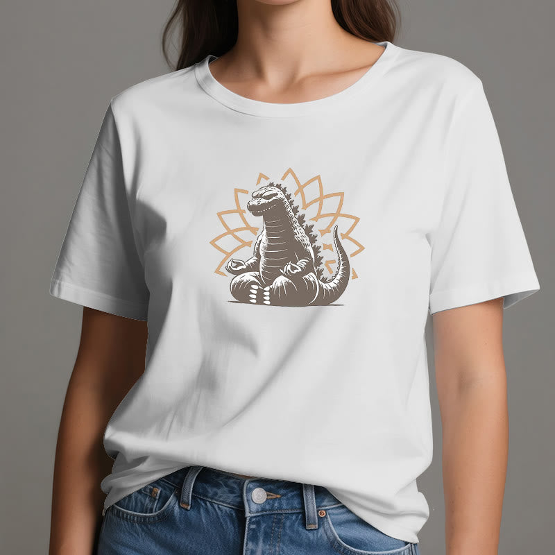 T-shirt de méditation et de yoga amusant avec dinosaure Olivenorma