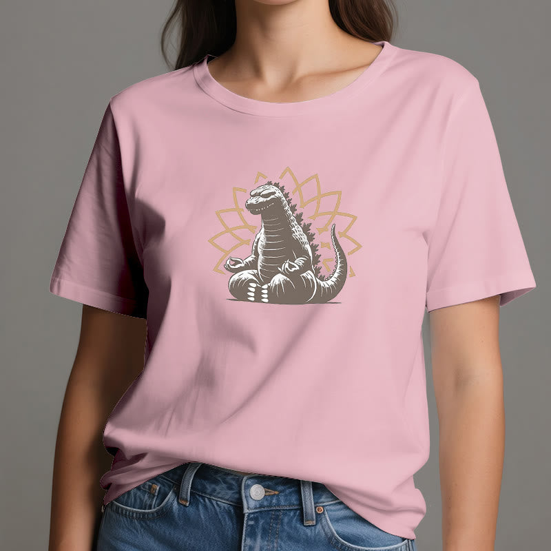 T-shirt de méditation et de yoga amusant avec dinosaure Olivenorma
