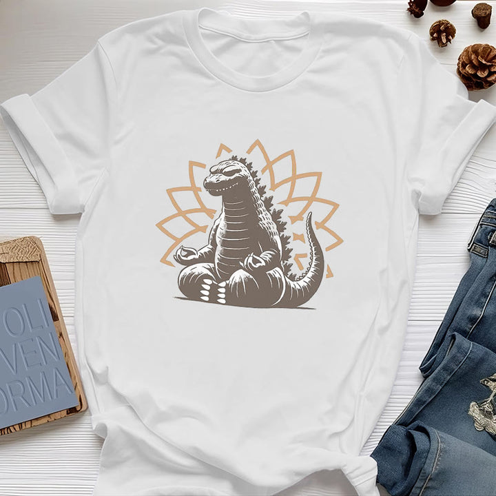 T-shirt de méditation et de yoga amusant avec dinosaure Olivenorma