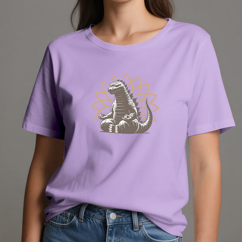 T-shirt de méditation et de yoga amusant avec dinosaure Olivenorma