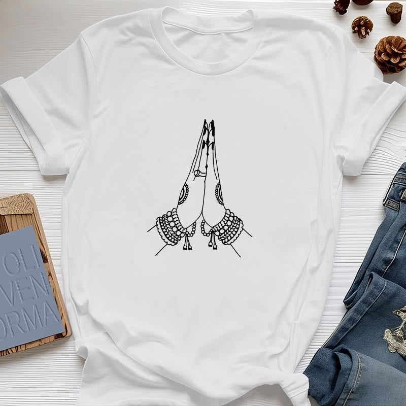 Olivenorma Méditation Namaste Yoga T-Shirt - Blanc - 2XL - image 4