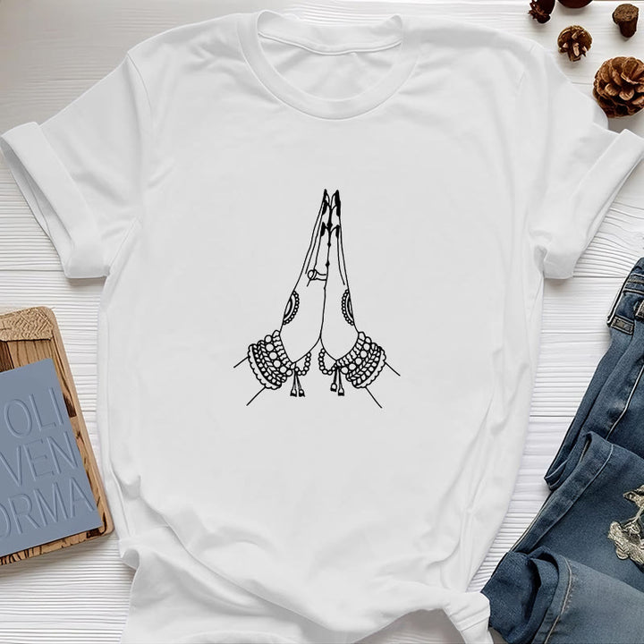 Olivenorma Méditation Namaste Yoga T-Shirt - Blanc - 2XL - image 4