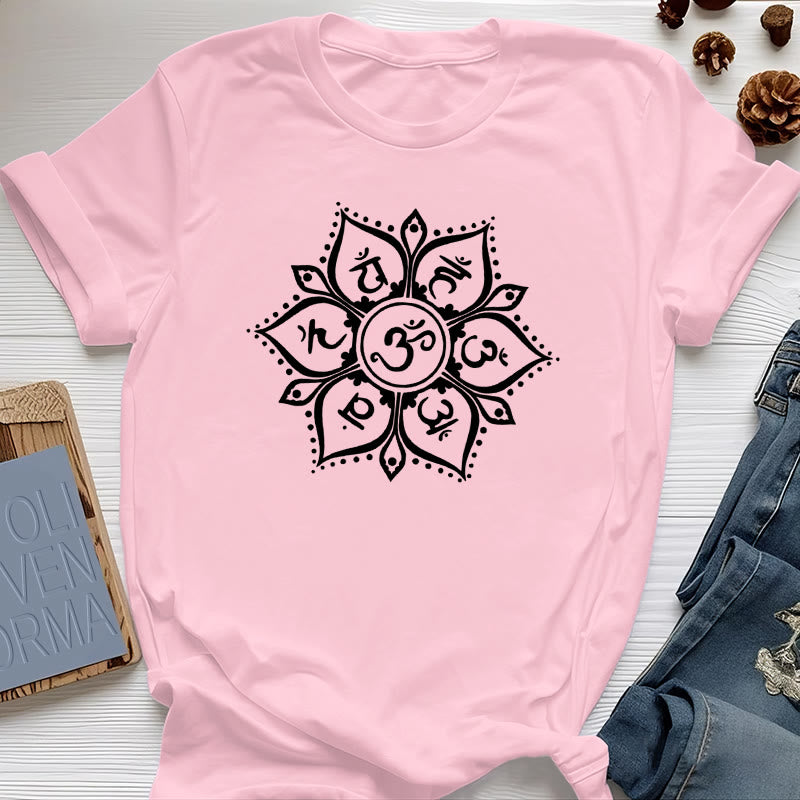 T-shirt Olivenorma avec les sept symboles des chakras - Rose - 2XL - image 0