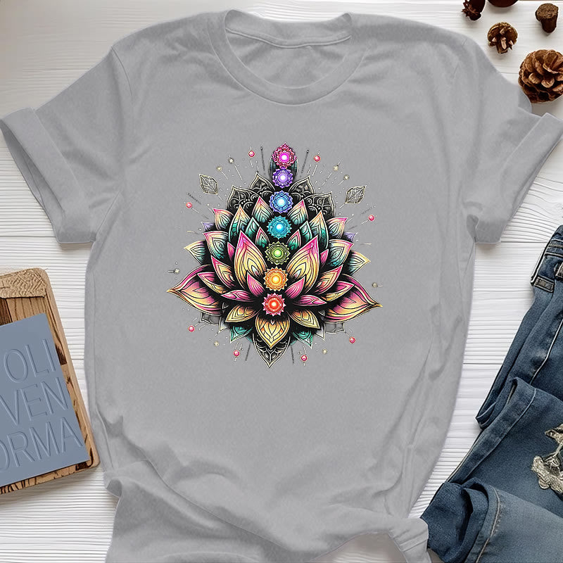 Olivenorma Chakra Fleur de Lotus Yoga Méditation T-Shirt - Gris - 2XL - image 8