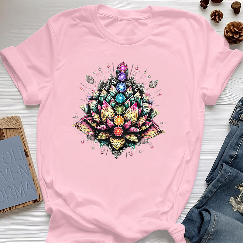 Olivenorma Chakra Fleur de Lotus Yoga Méditation T-Shirt - Rose - 2XL - image 16