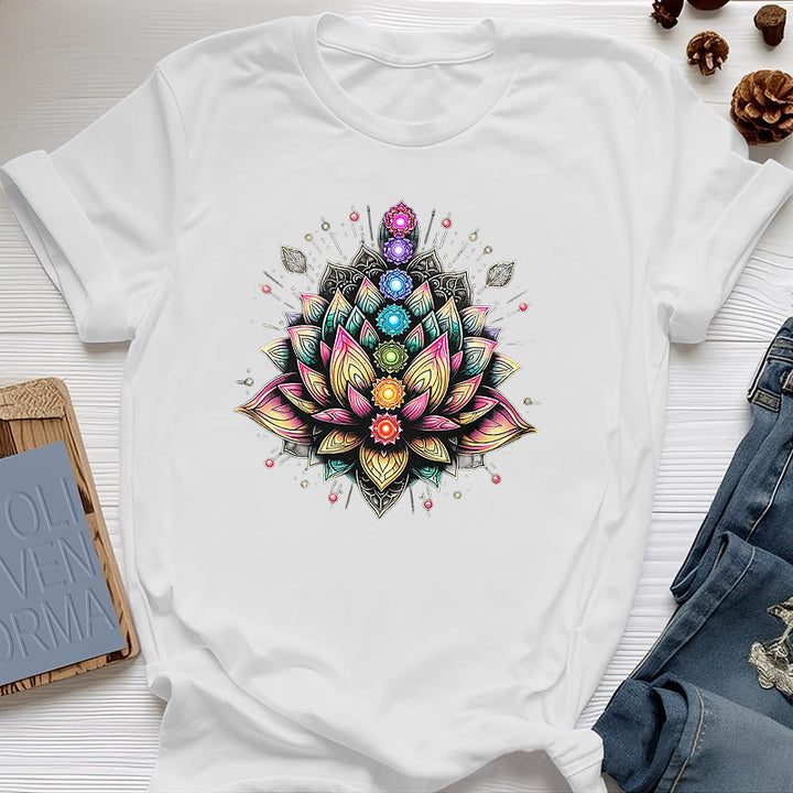 Olivenorma Chakra Fleur de Lotus Yoga Méditation T-Shirt - Blanc - 2XL - image 6