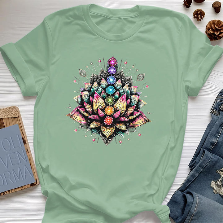 Olivenorma Chakra Fleur de Lotus Yoga Méditation T-Shirt - Vert clair - 2XL - image 18