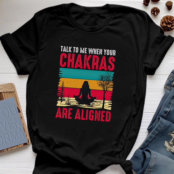 T-shirt Olivenorma « Parlez-moi lorsque vos chakras sont alignés » - Noir - 2XL - image 0