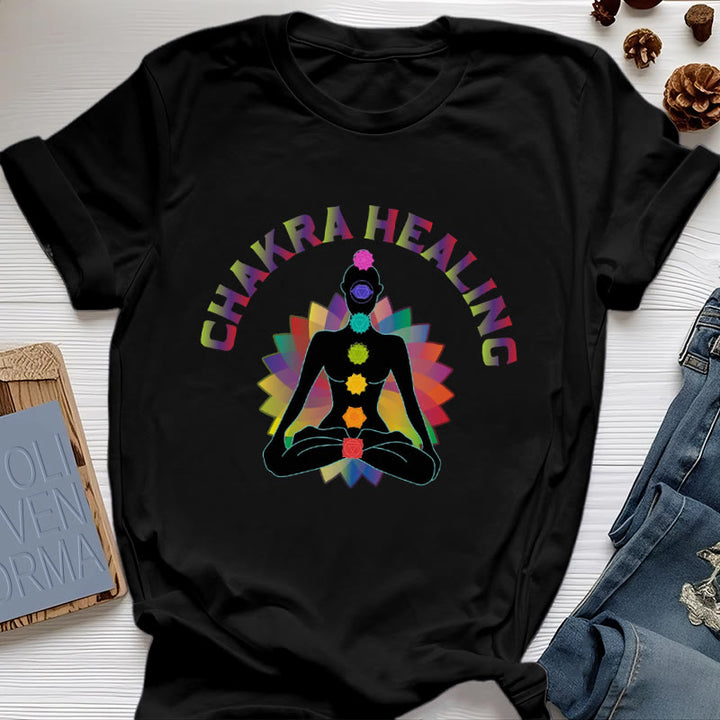 T-shirt Olivenorma pour la guérison des chakras, le Reiki, le yoga et la méditation - Noir - 2XL - image 0