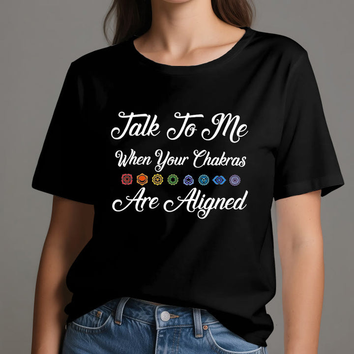T-shirt de yoga Olivenorma « Parlez-moi lorsque vos chakras sont alignés »
