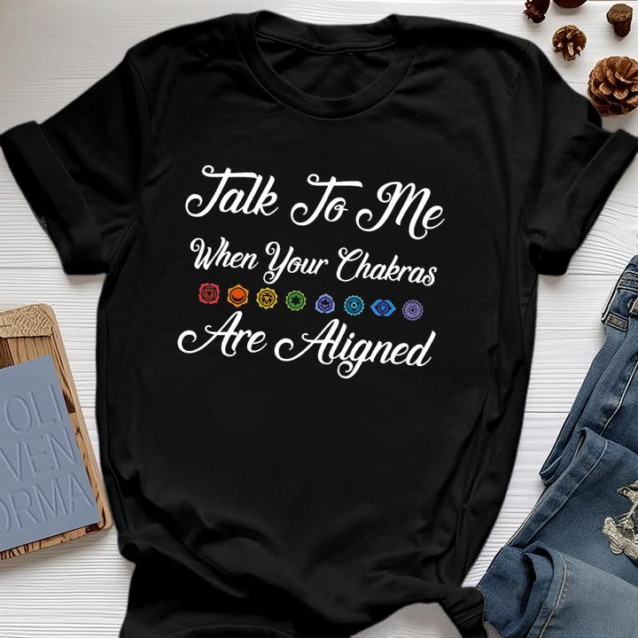 T-shirt de yoga Olivenorma « Parlez-moi lorsque vos chakras sont alignés »