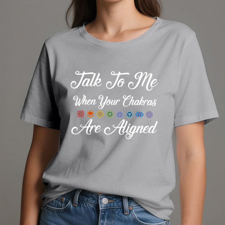 T-shirt de yoga Olivenorma « Parlez-moi lorsque vos chakras sont alignés » - image 1