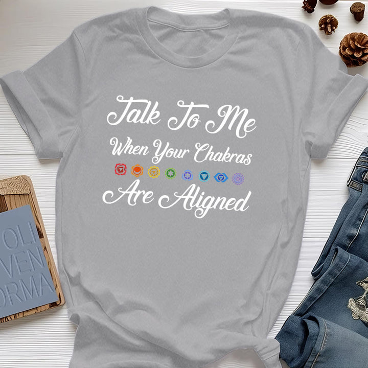 T-shirt de yoga Olivenorma « Parlez-moi lorsque vos chakras sont alignés »