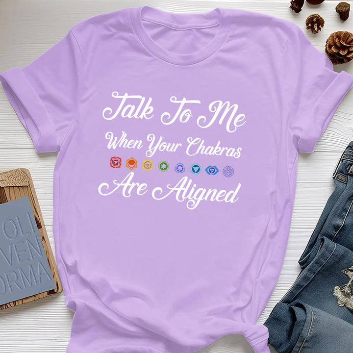 T-shirt de yoga Olivenorma « Parlez-moi lorsque vos chakras sont alignés »