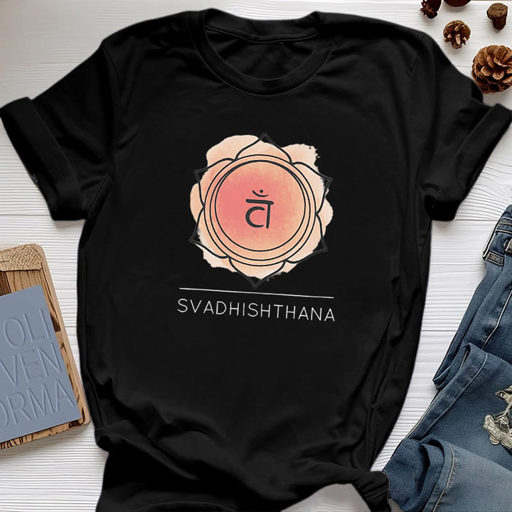 T-shirt de yoga orange Olivenorma pour le chakra sacré - Noir - image 5