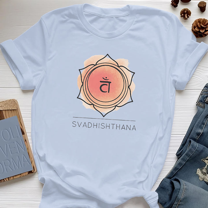 T-shirt de yoga orange Olivenorma pour le chakra sacré - Bleu - image 11