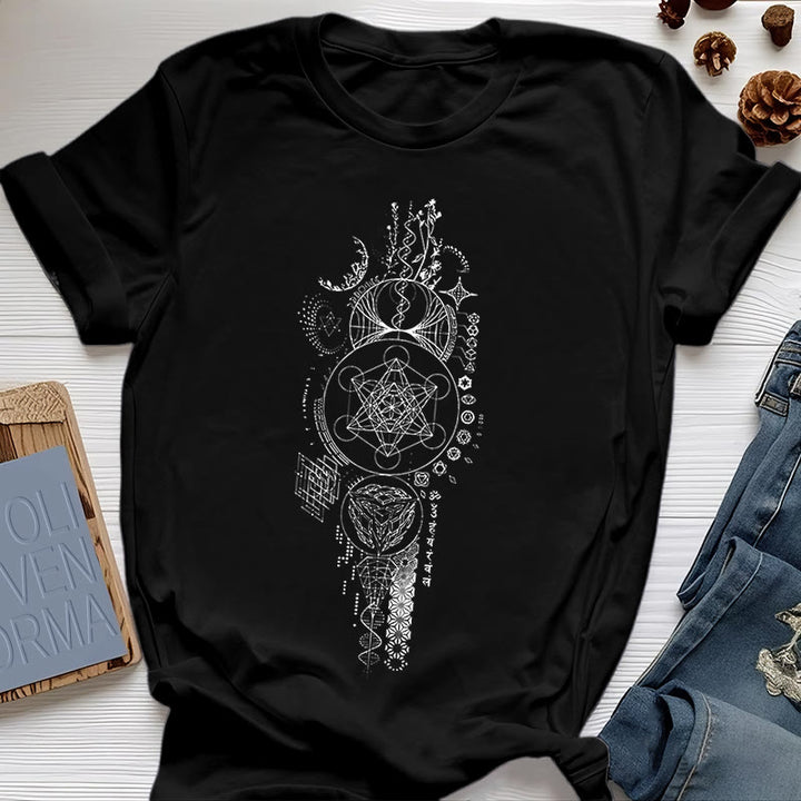 T-shirt Olivenorma Fleur de Vie Géométrie Sacrée - Noir - 2XL - image 0