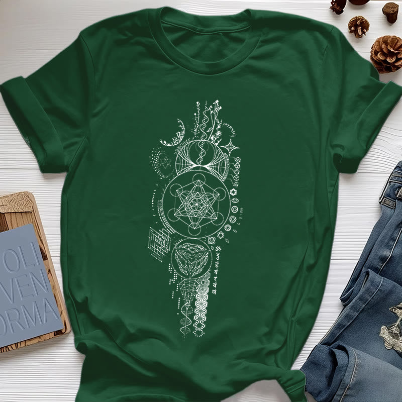 T-shirt Olivenorma Fleur de Vie Géométrie Sacrée - Vert foncé - 2XL - image 19